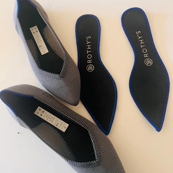 Rothy’s The Point Cloud Grey Birdseye Flat Shoes Size 8 - Picture 6 of 11